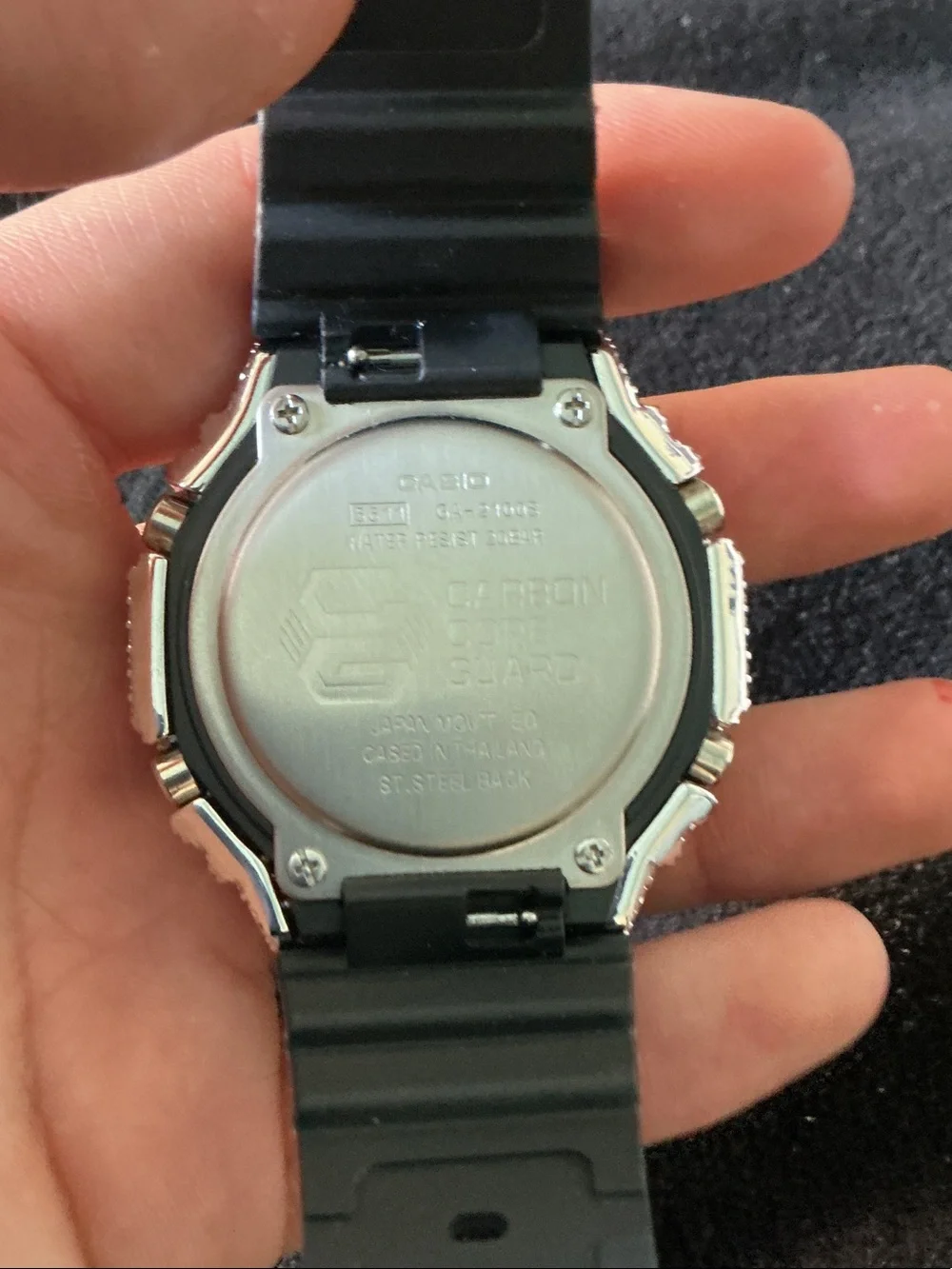 Casio Black Watch with Moissanite Sparkling Silver Bezel